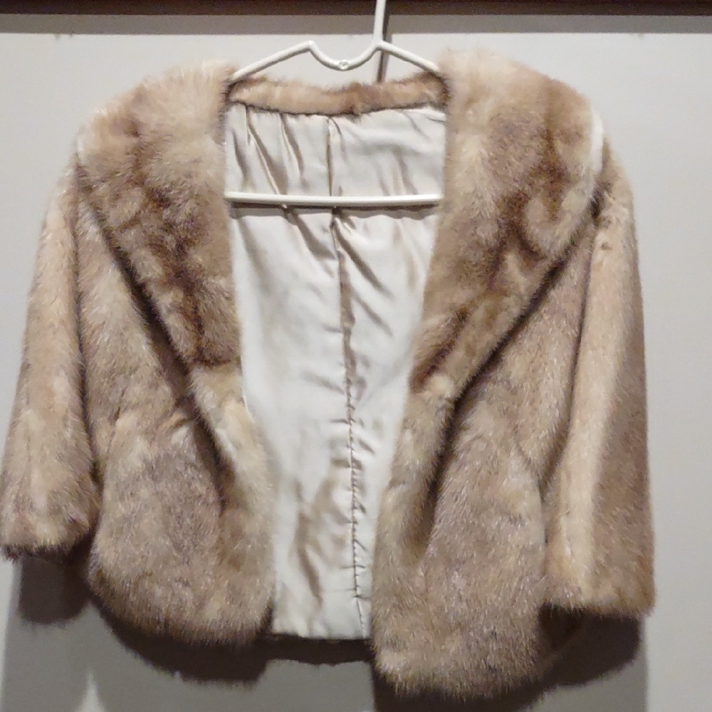 Mink Fur Jacket Wrap Blonde Vintage Rodeo Winter Montana Colorado Vacation - Picture 6 of 11